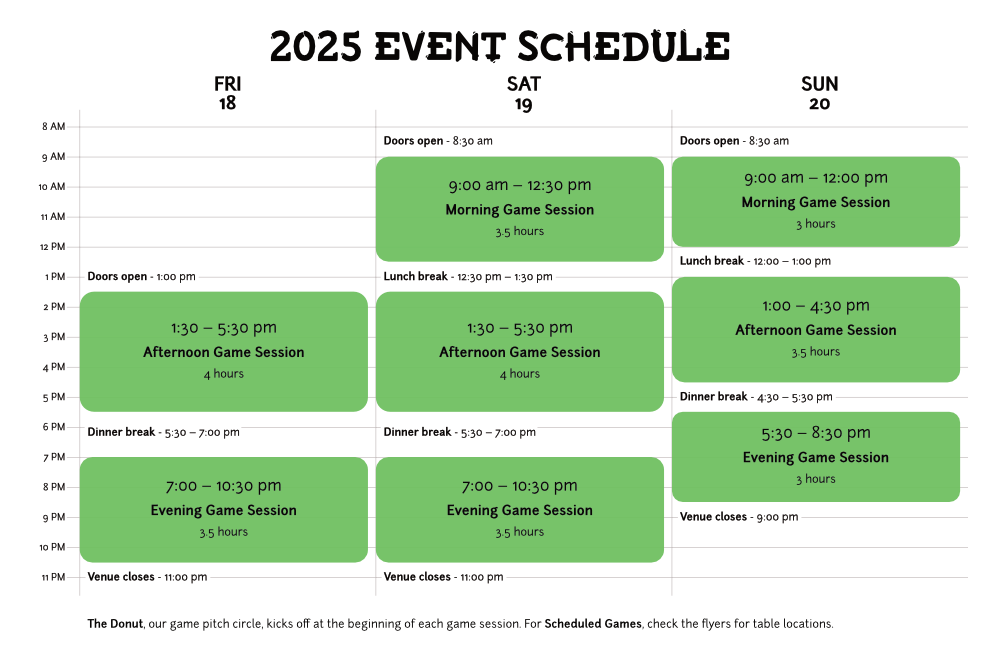 Calendar view of event schedule for 2025